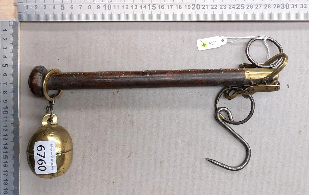 Antique 18th-century Roman-style scale—see photos for dimensions and condition