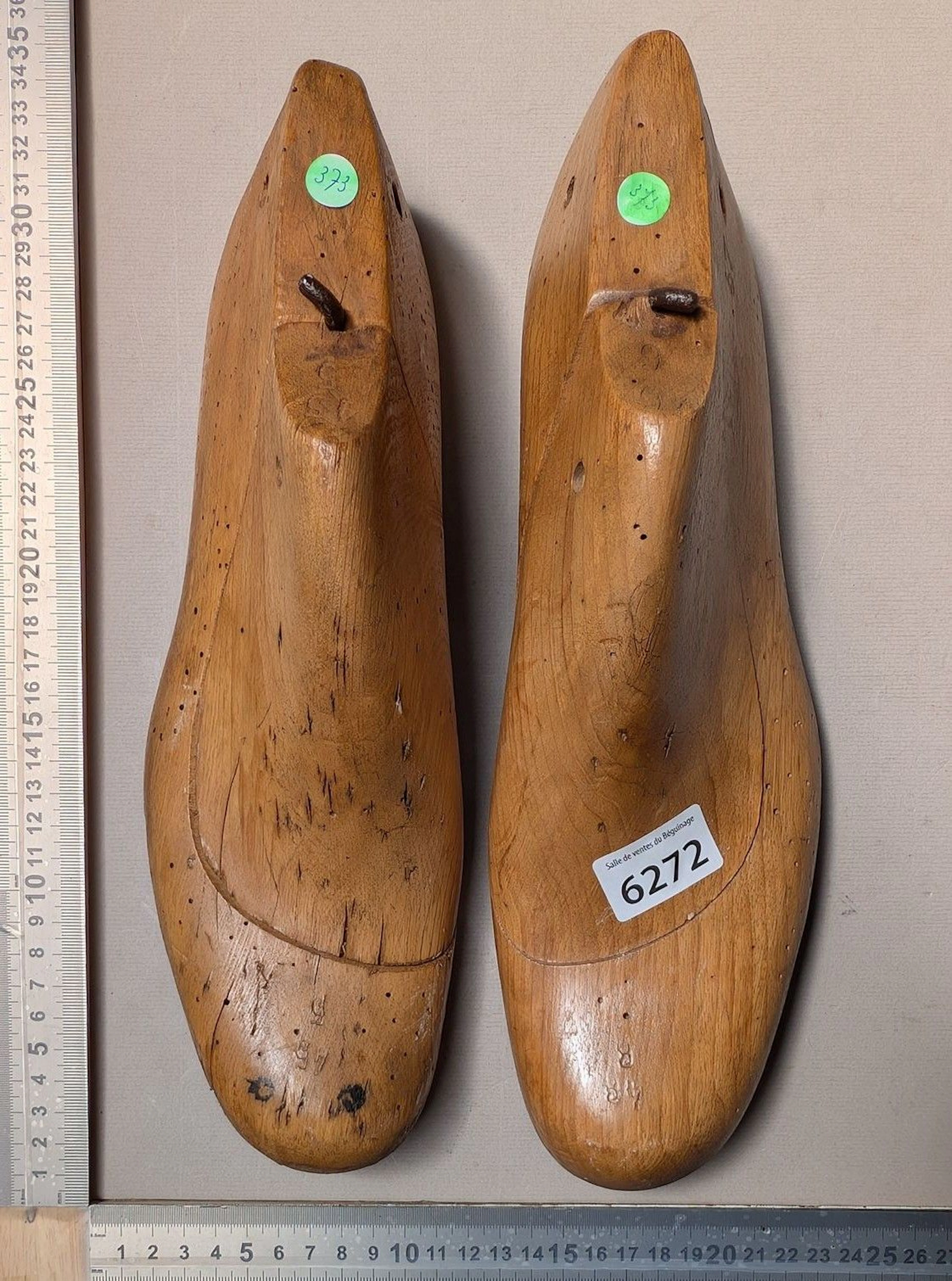 A pair of wooden shoe lasts—see photos for dimensions and condition
