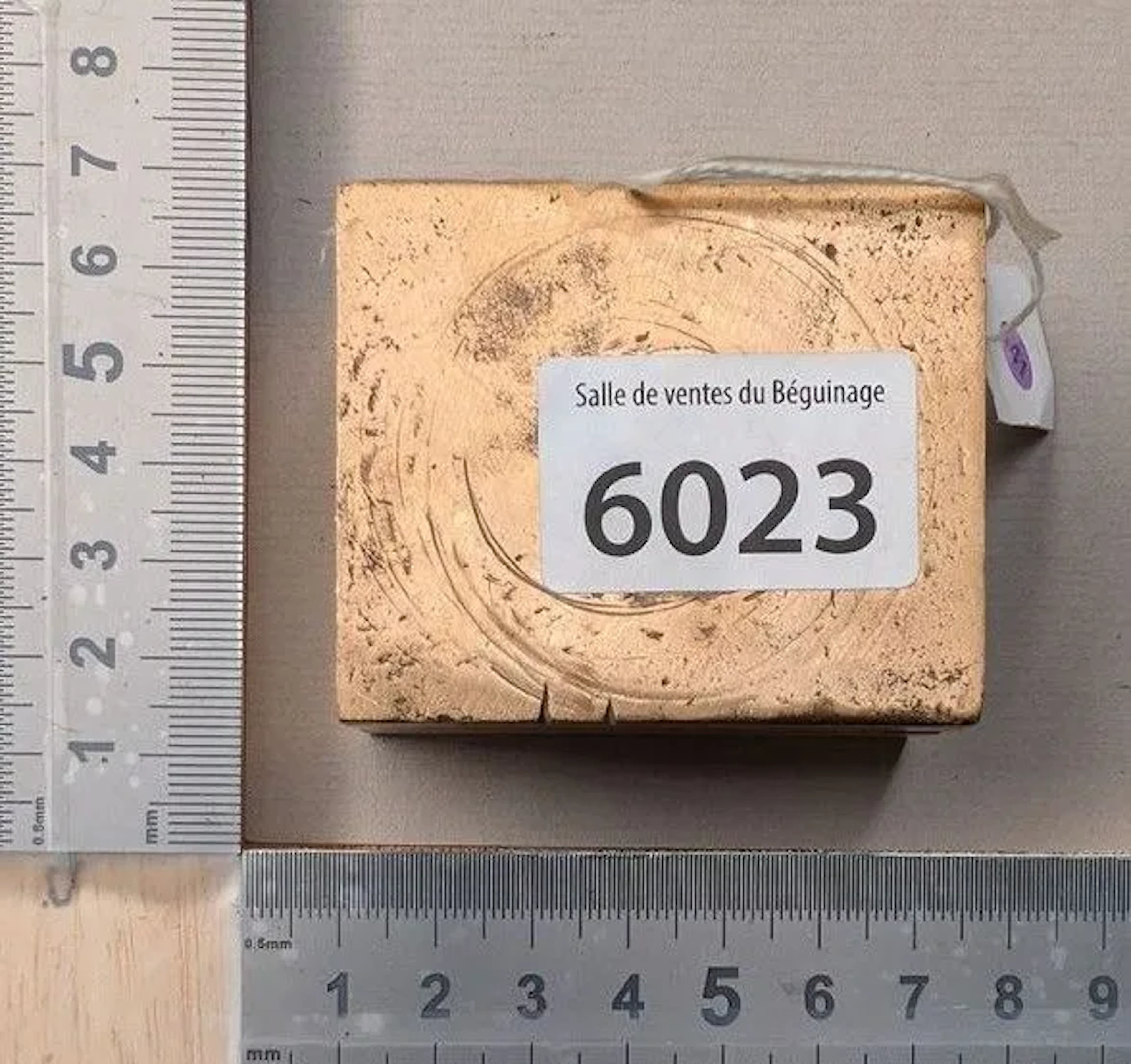 2 brass advertising pieces, SAVON MODEL EXTRA—see photos for dimensions