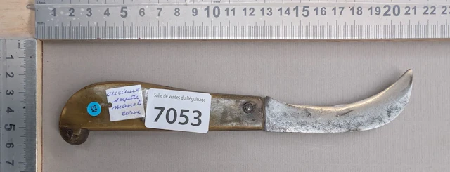Antique pruning knife with a horn handle (folding) - See photos for