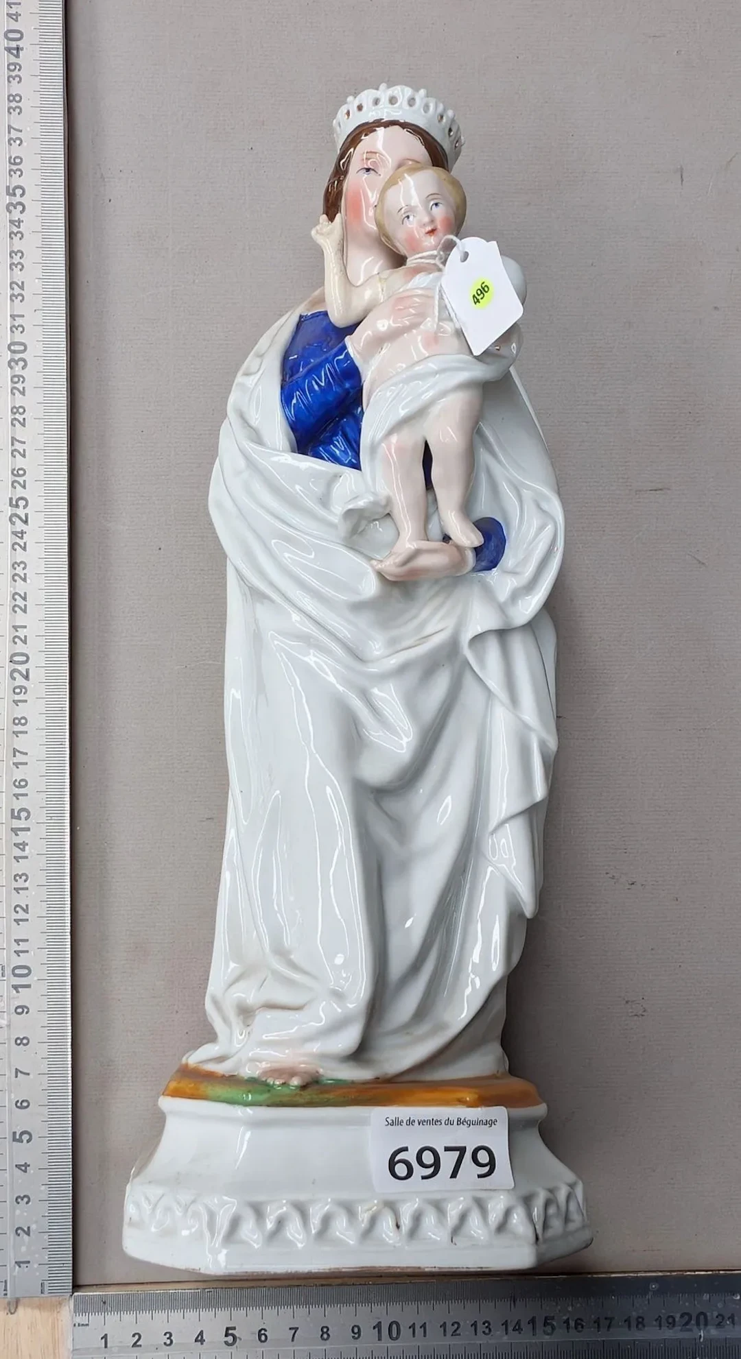 The Virgin and Child, made of earthenware—see photos for dimensions