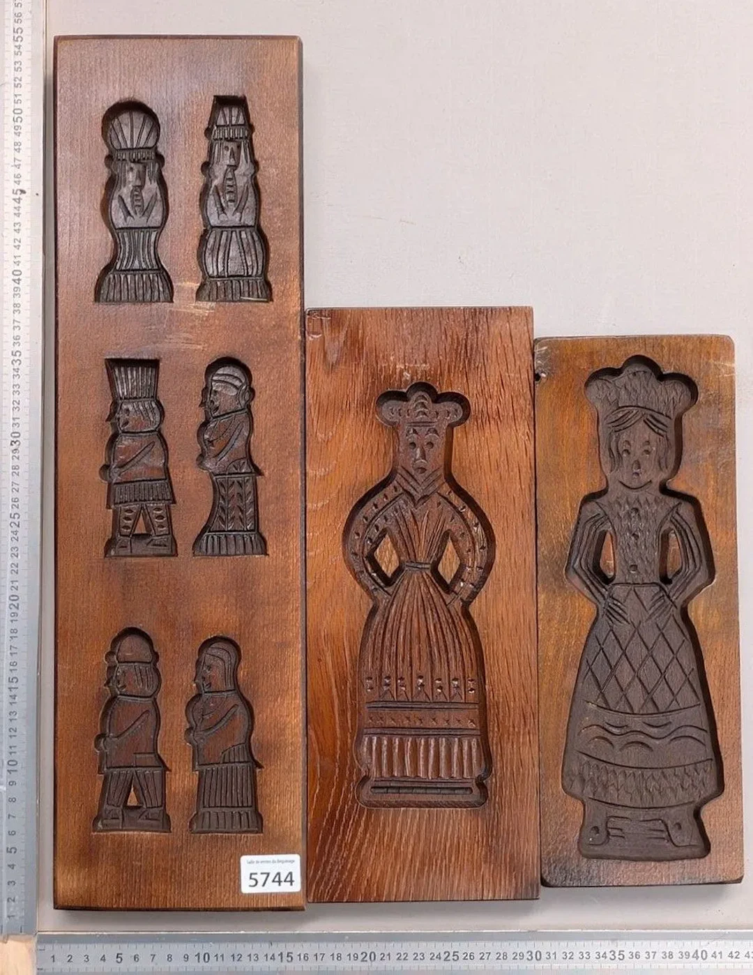 3 wooden cake molds—see photos for dimensions and condition