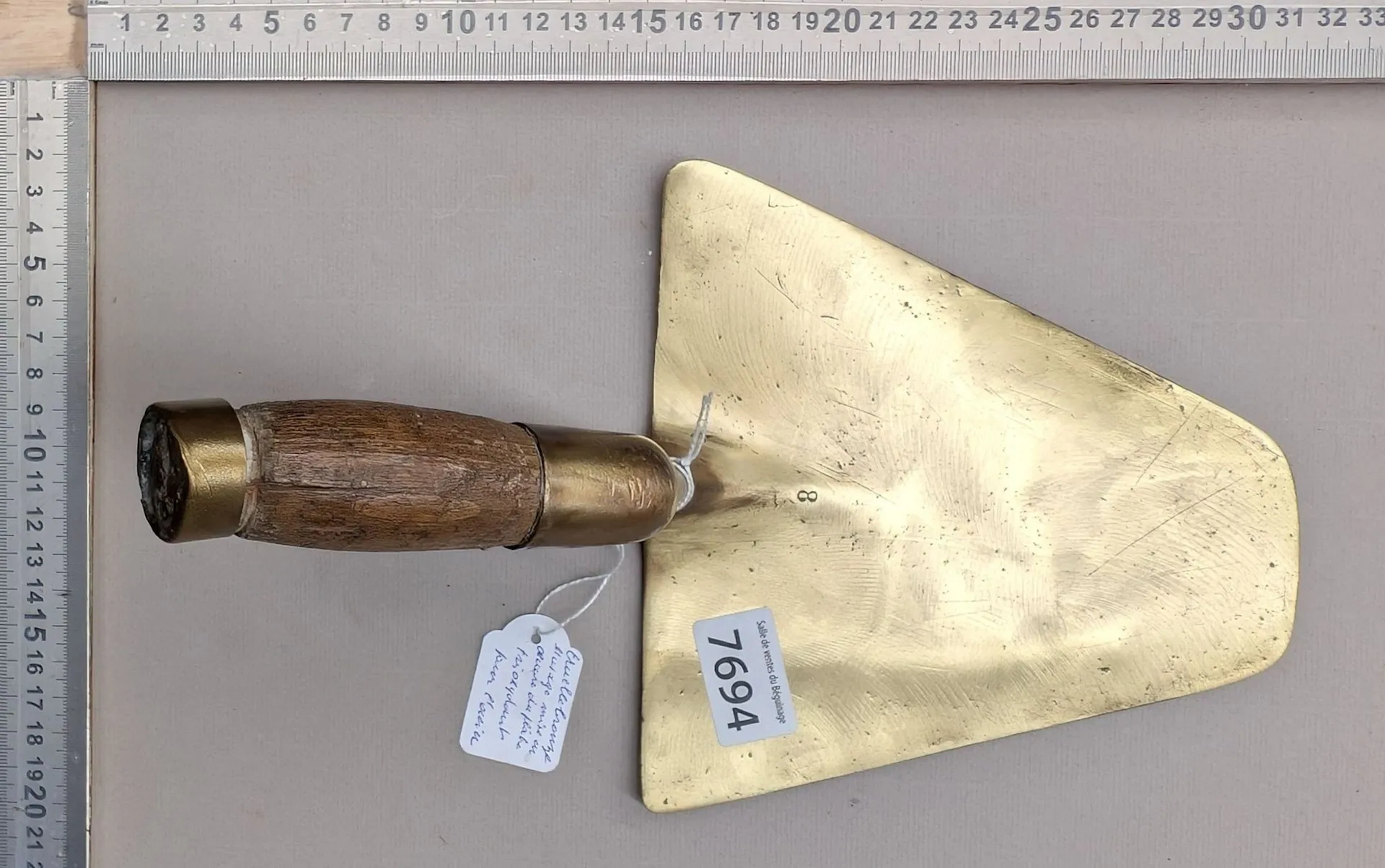 1 antique bronze plaster trowel—see photos for dimensions and condition