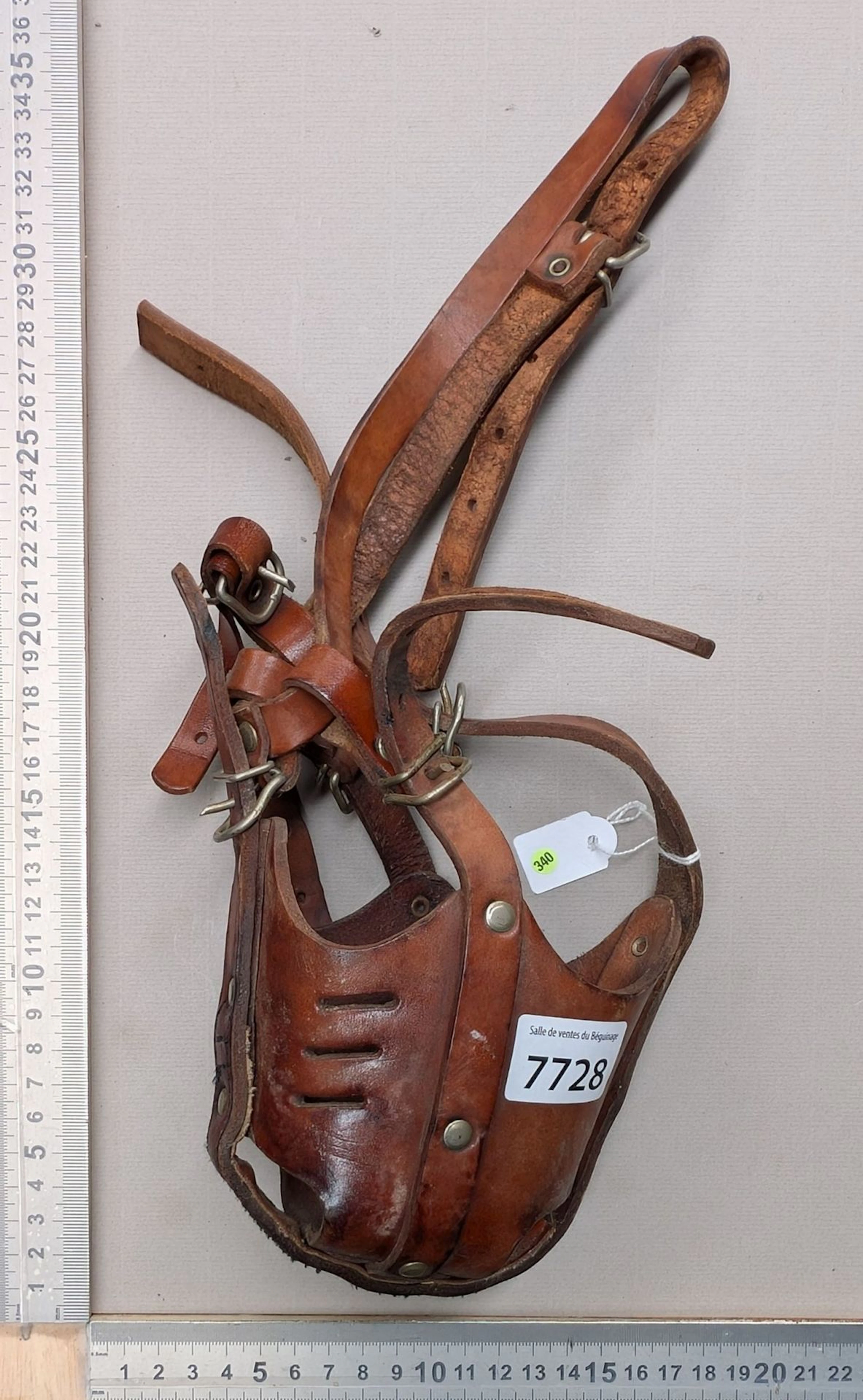 1 leather dog muzzle—see photos for dimensions and condition