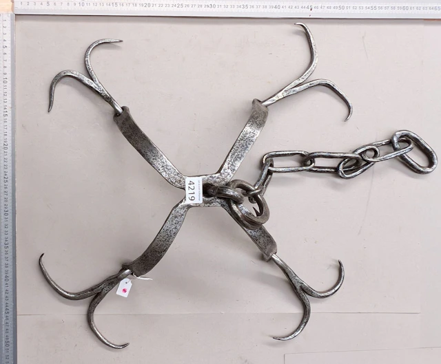 1 antique kitchen rack with 8 wrought-iron hooks—see photos for dimensions