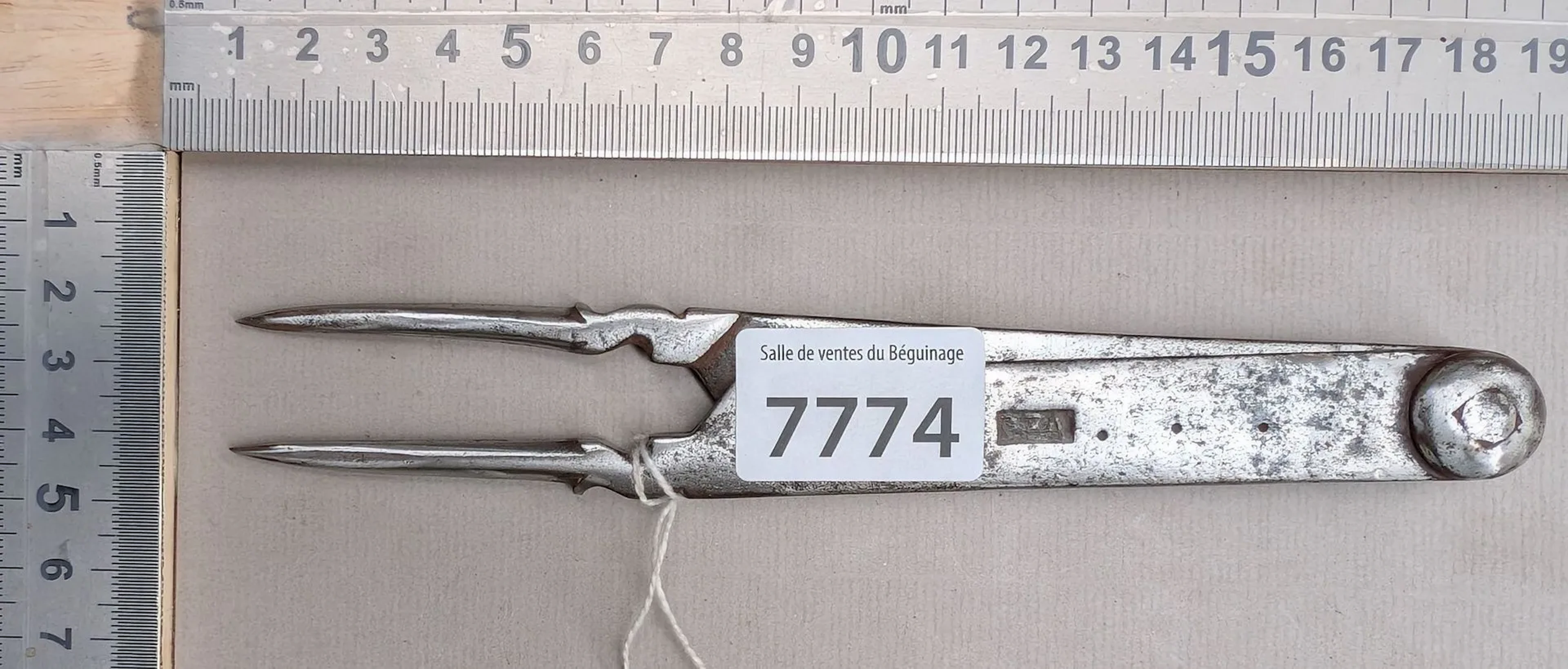 Rare small wrought-iron compass stamped "18th century"—see photos