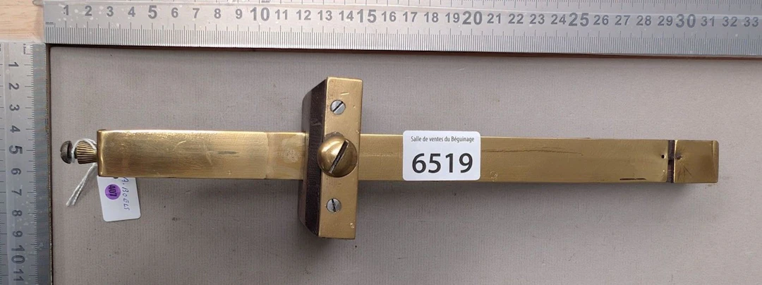 1 antique marine marking gauge made of copper and wood—see photos