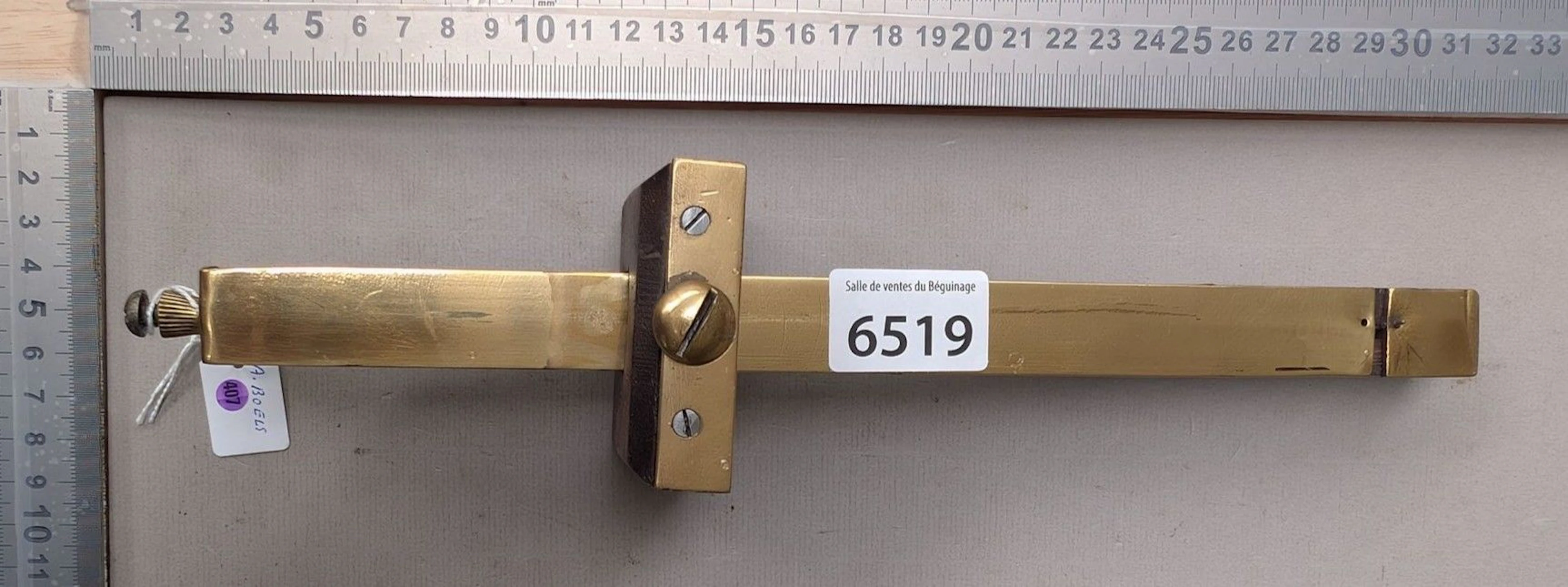 1 antique marine marking gauge made of copper and wood—see photos