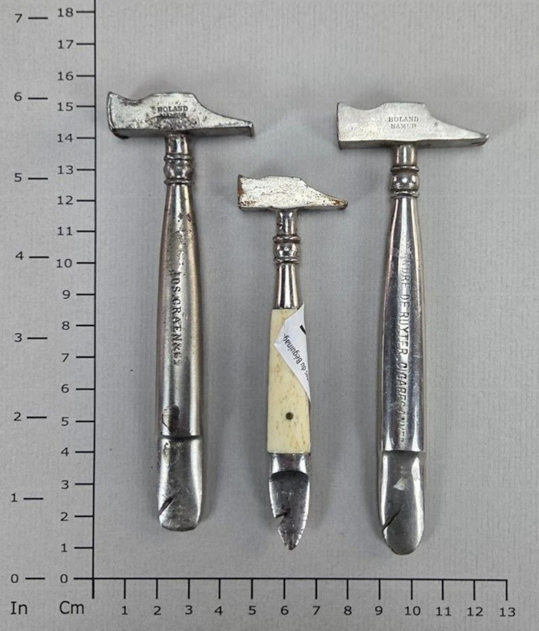 3 small knives for opening wooden cigar boxes—see photos for dimensions