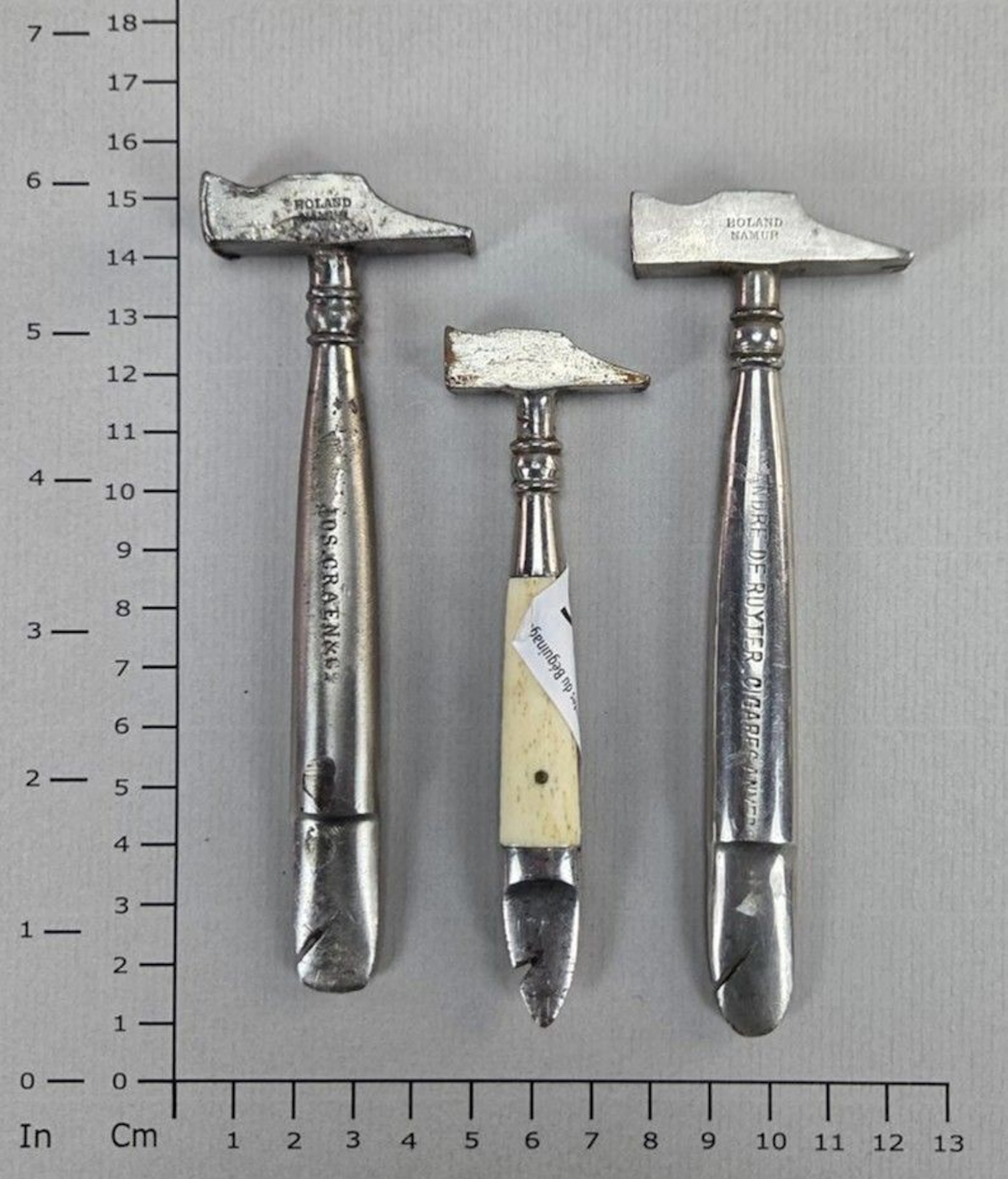3 small knives for opening wooden cigar boxes—see photos for dimensions