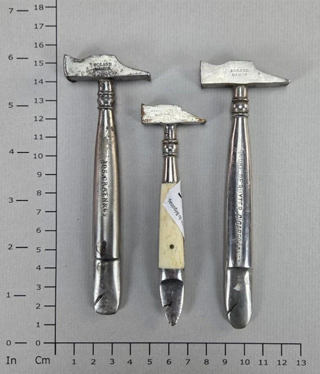 3 small knives for opening wooden cigar boxes—see photos for dimensions