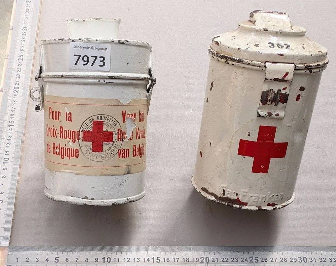 2 Red Cross piggy banks—see photos for dimensions and condition