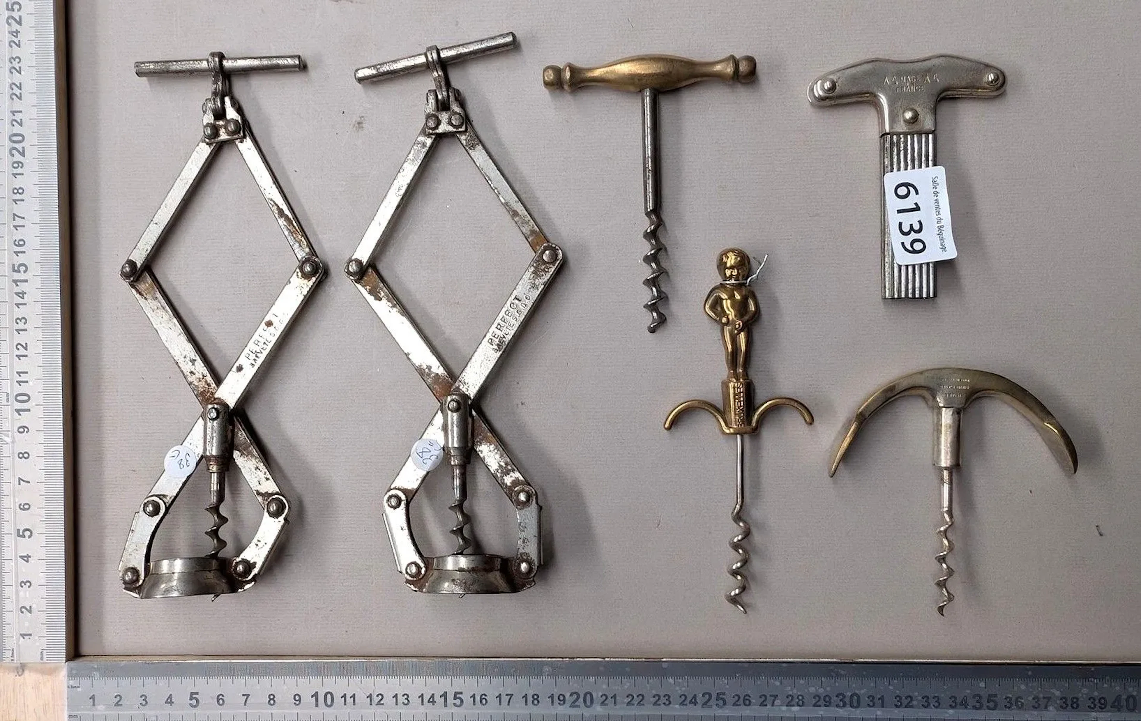 5 different corkscrews—see photos for dimensions and condition