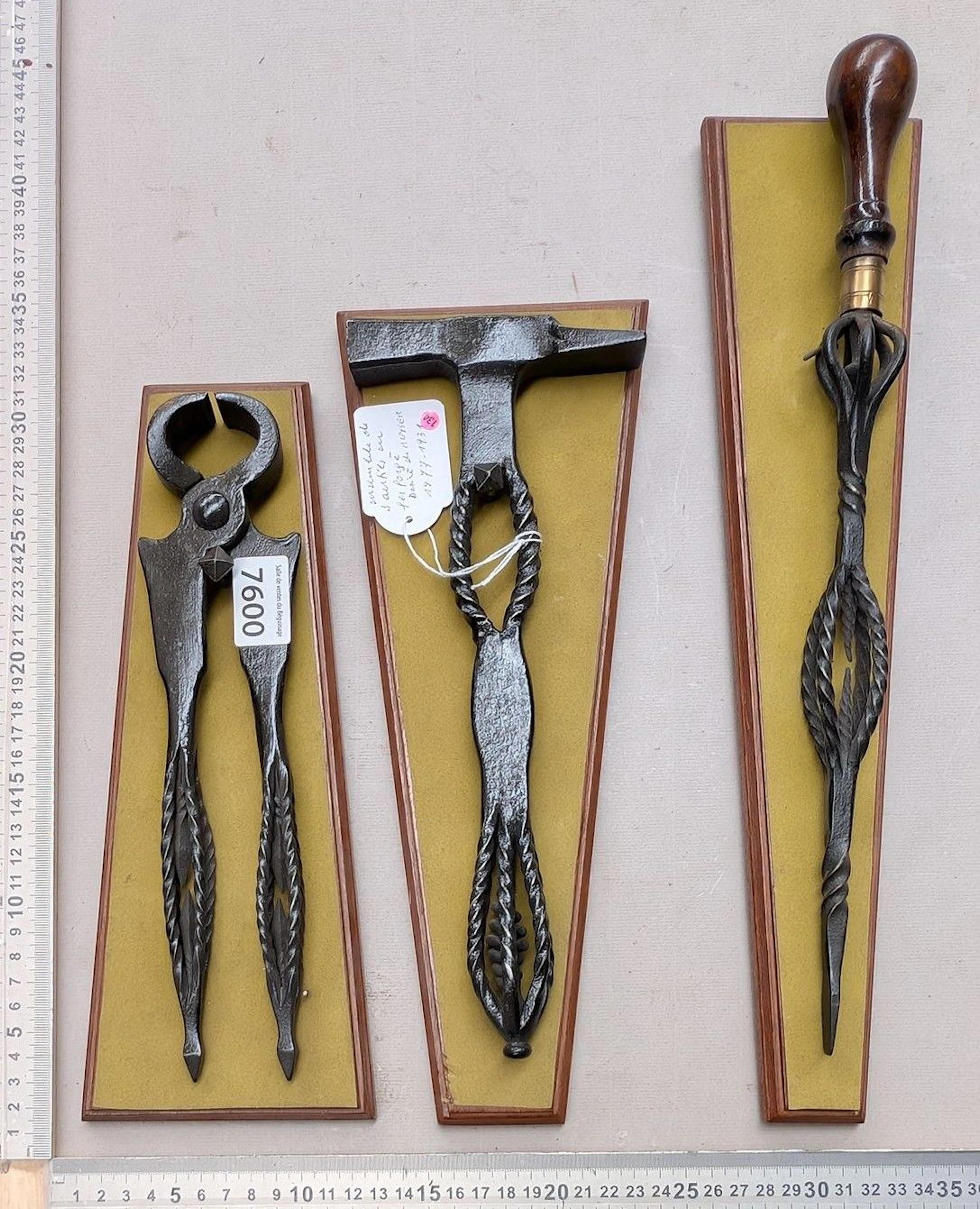 Set of 3 wrought-iron tools, 1877–1931—See photos for dimensions and condition