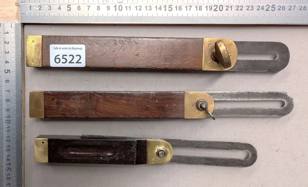 3 antique carpenter's squares—see photos for dimensions and condition