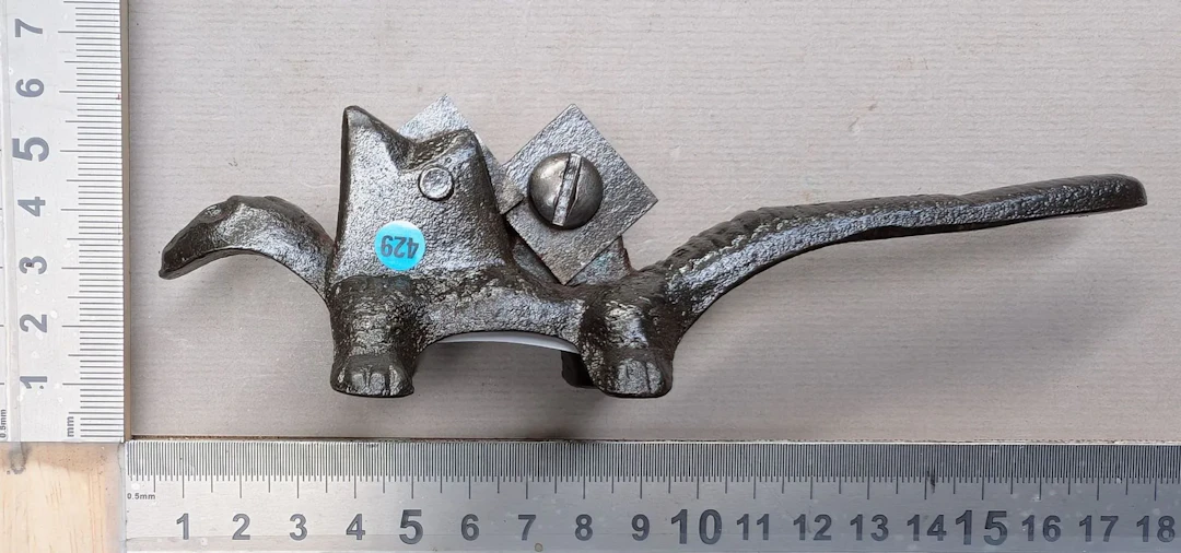 1 antique knife sharpener with a cast-iron handle—see photos for dimensions