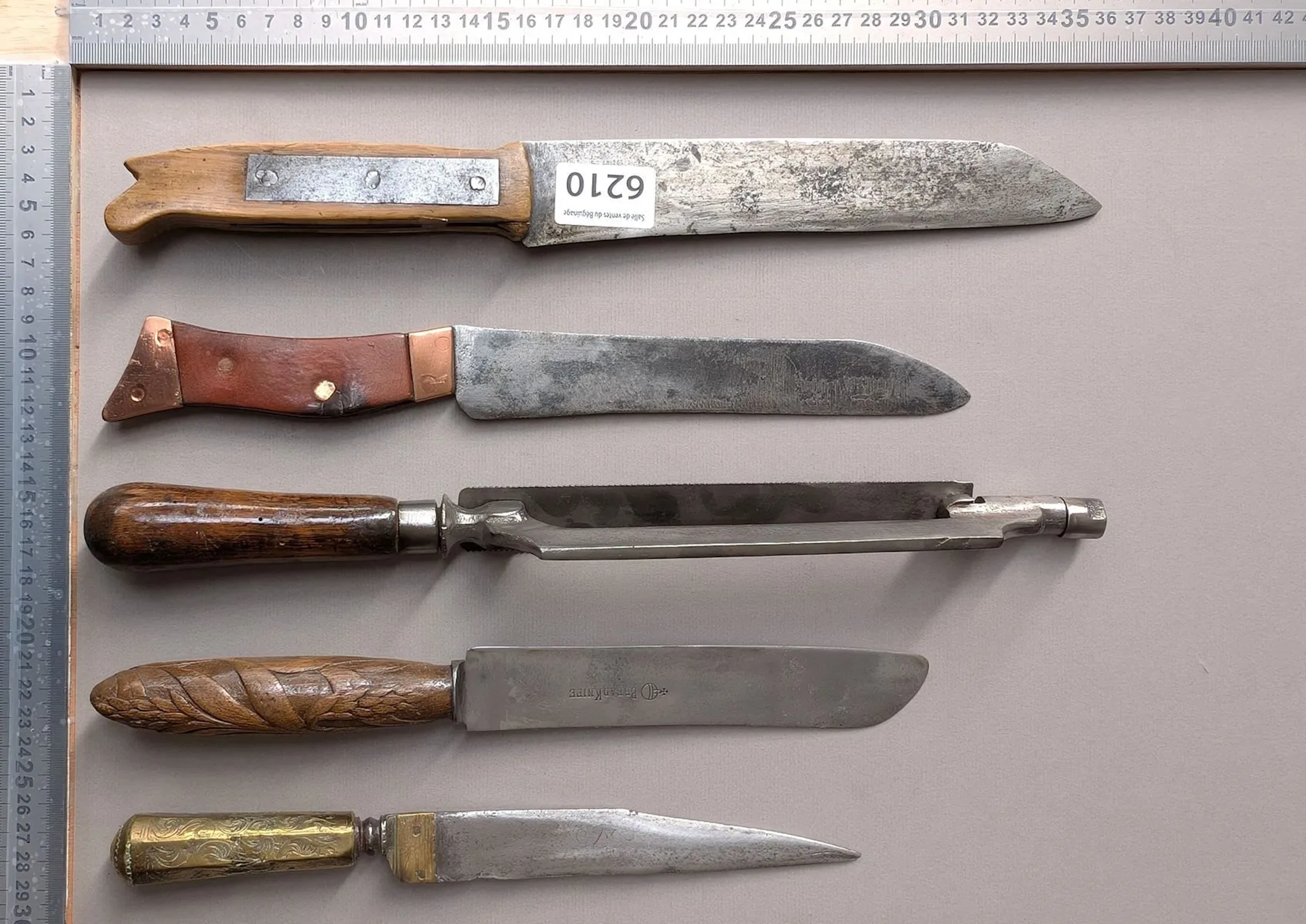 5 antique knives—see photos for dimensions and condition