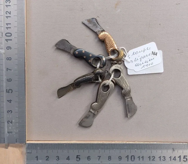 5 Antique Cigar Cutters from 1900—See photos for dimensions and condition