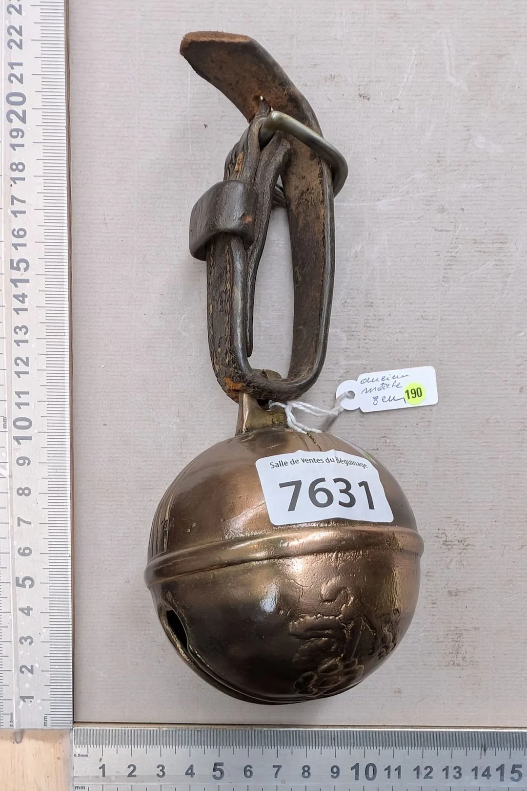 Antique 18th-century bronze carriage bell—see photos for dimensions