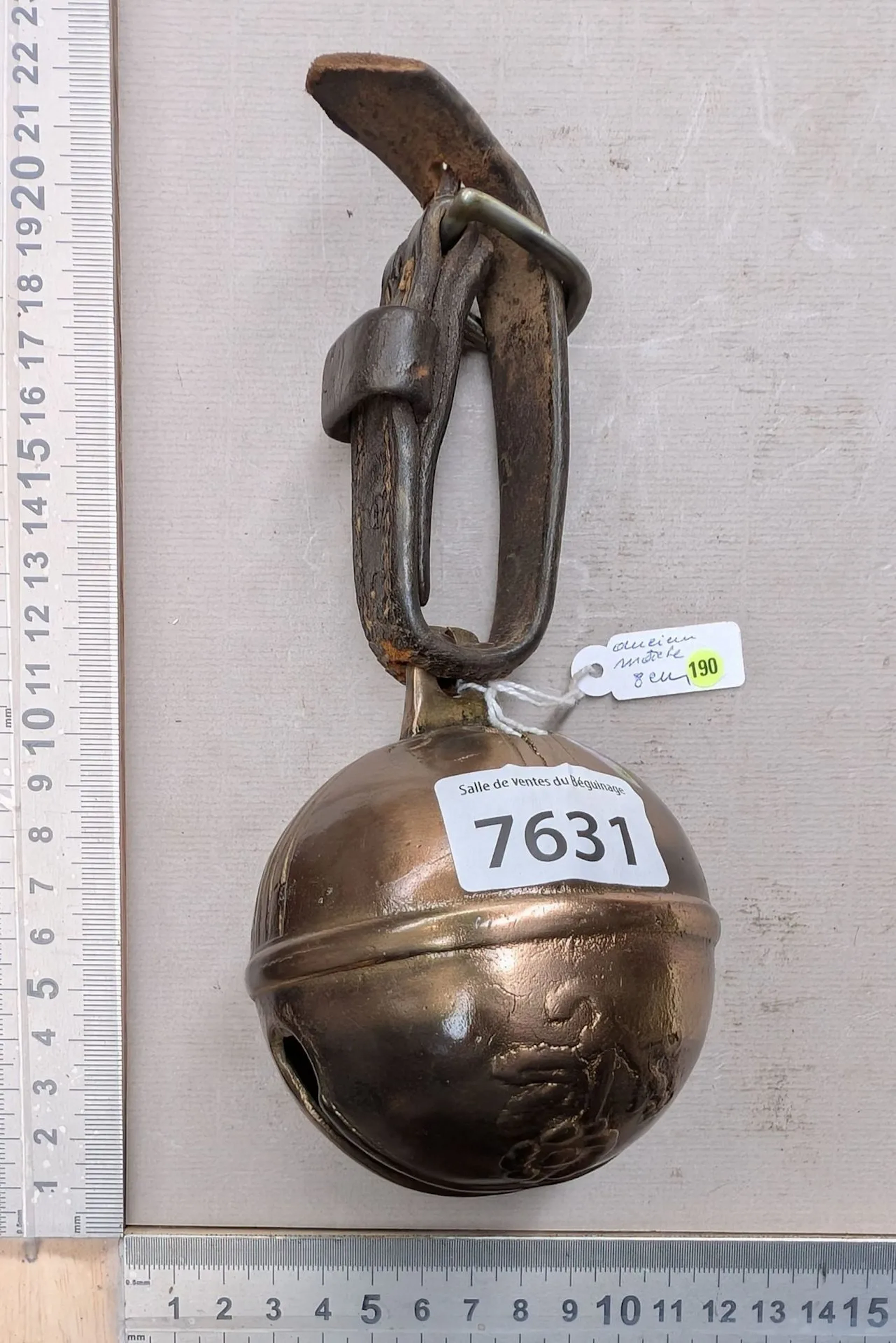 Antique 18th-century bronze carriage bell—see photos for dimensions