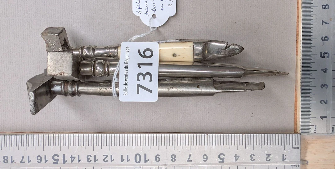 3 small knives for opening wooden cigar boxes—see photos for dimensions