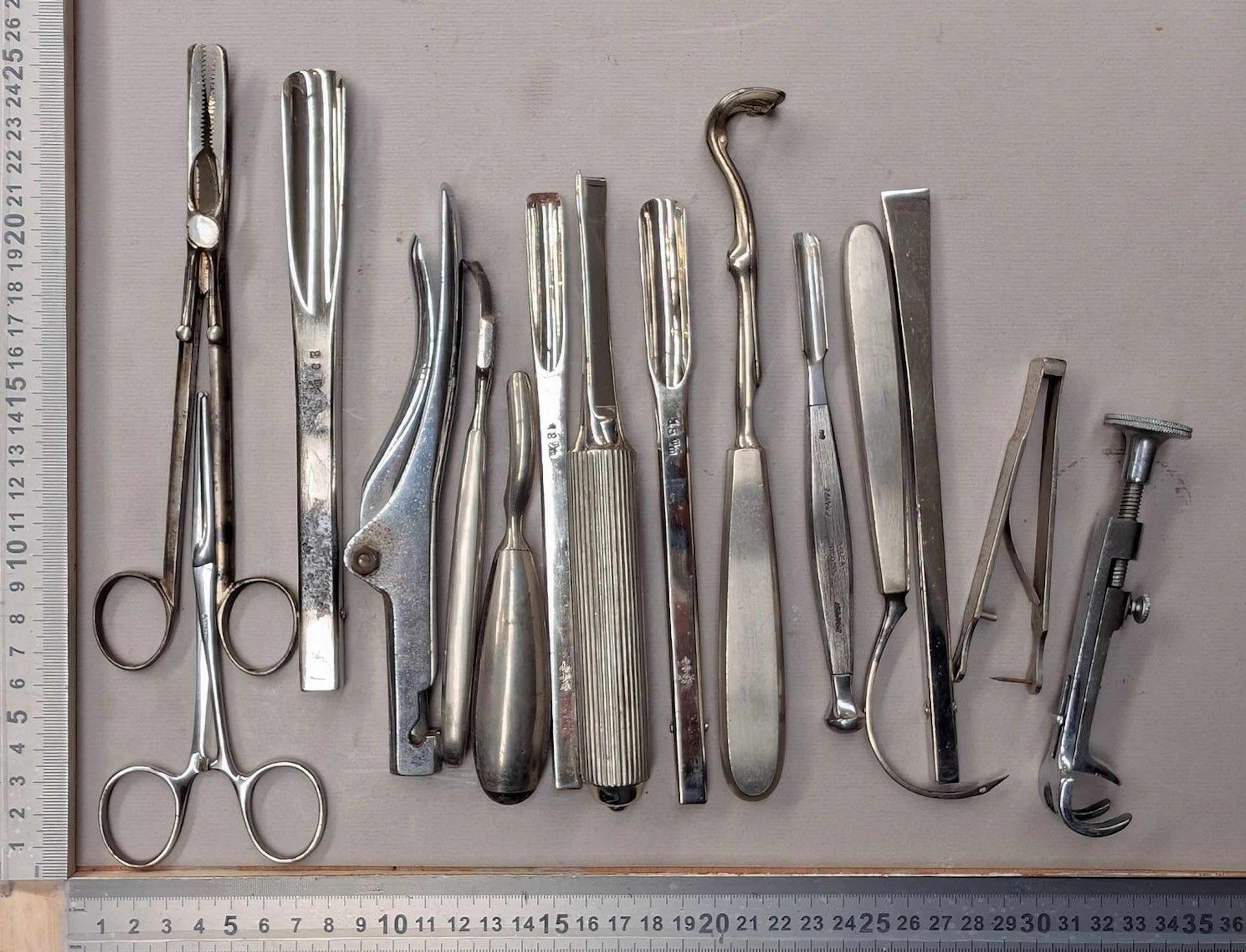 15 medical instruments—see photos for dimensions and condition
