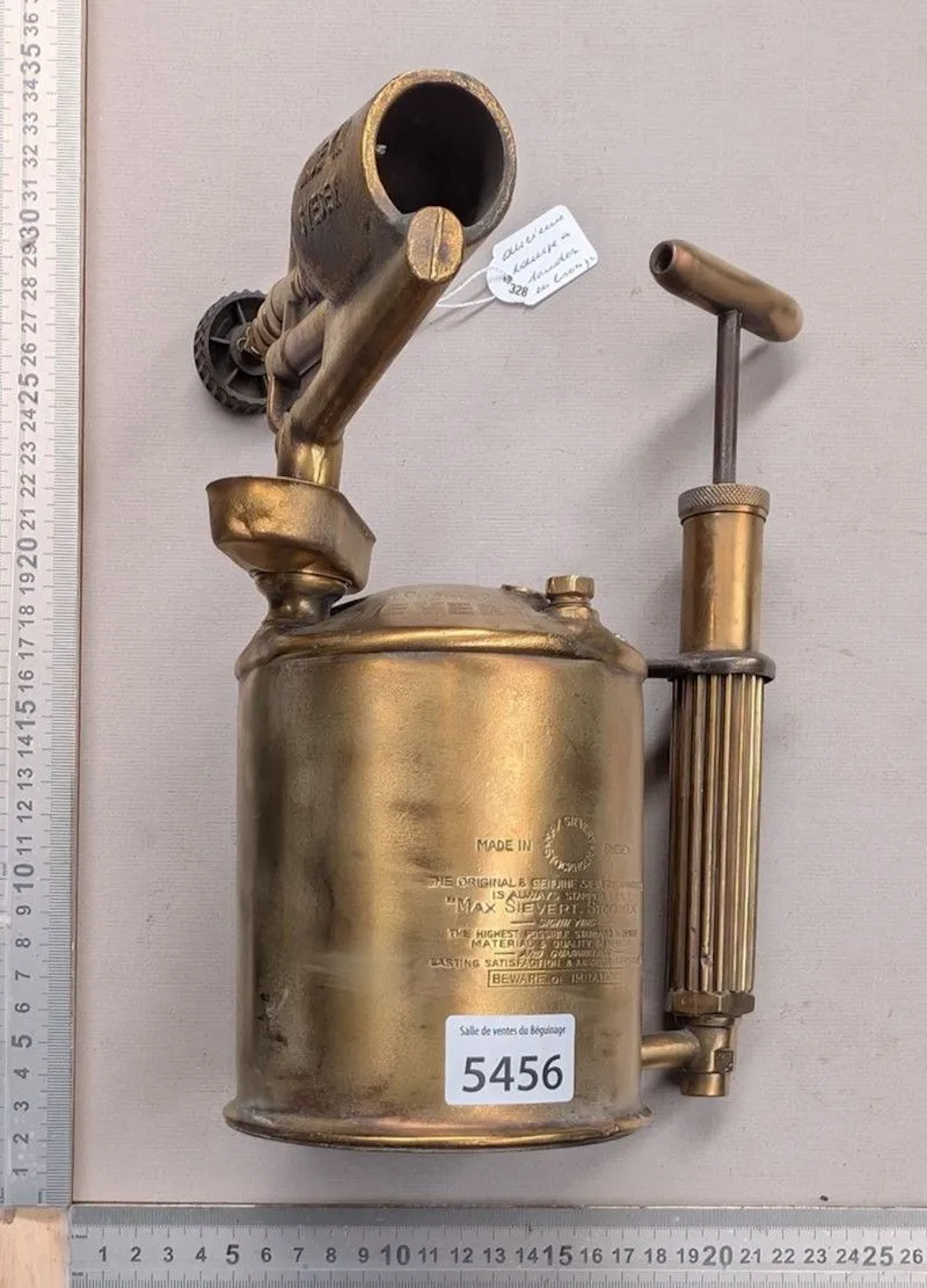 Antique copper and bronze soldering lamp—see photos for dimensions