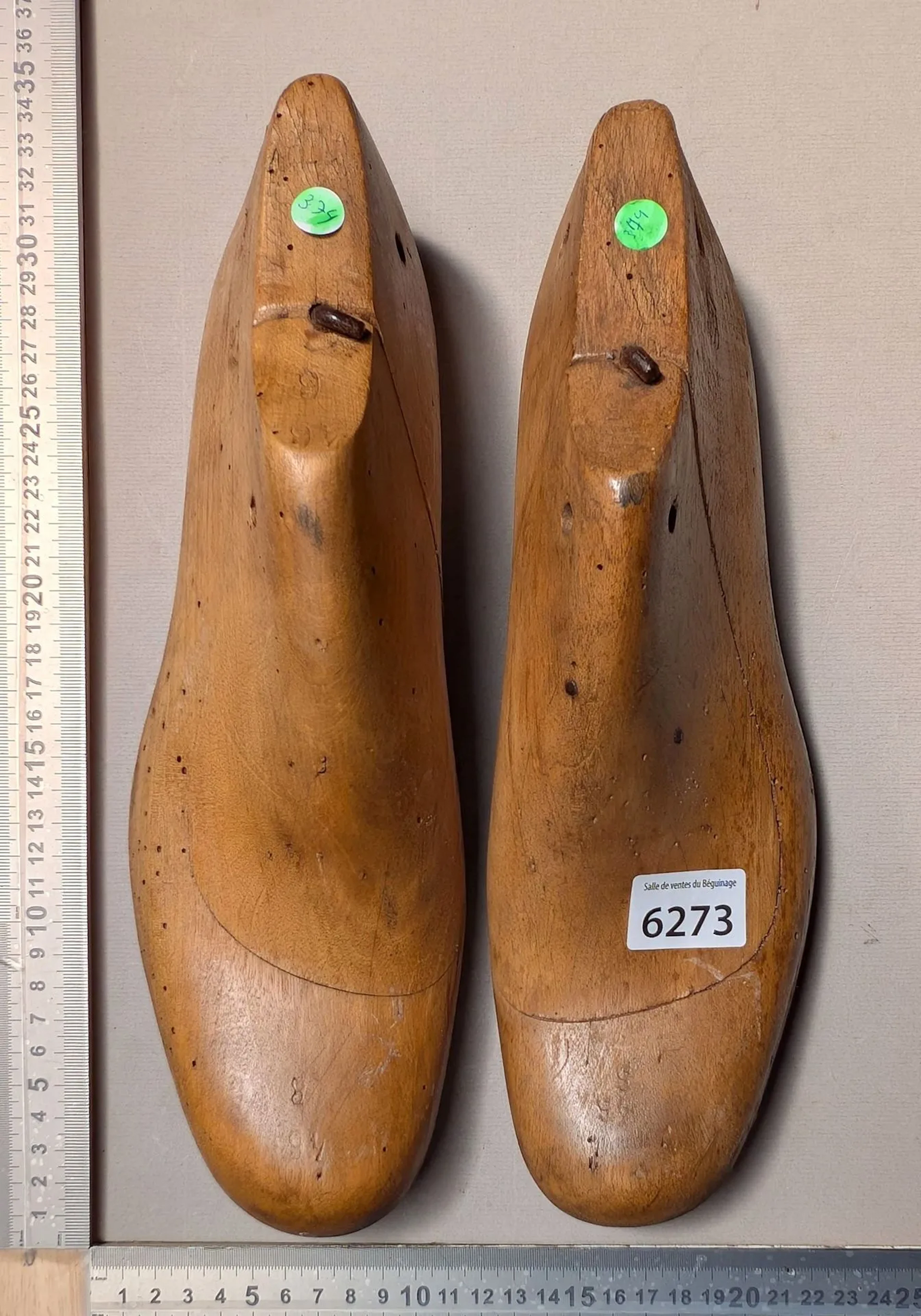 A pair of wooden shoe lasts—see photos for dimensions and condition