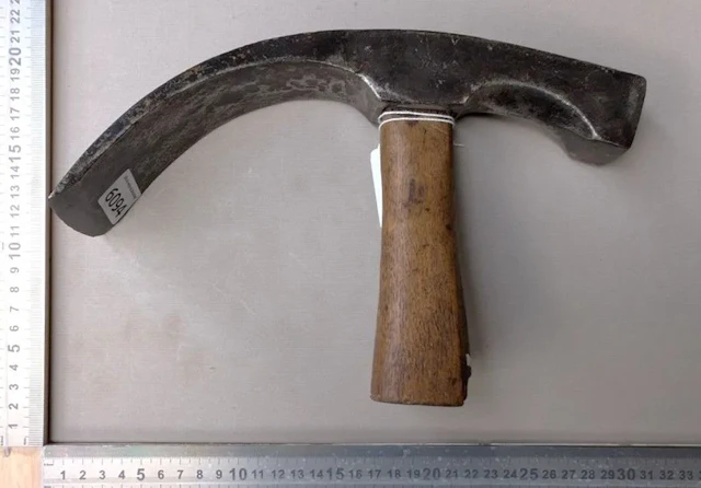 Antique wrought-iron adze—see photos for dimensions and condition
