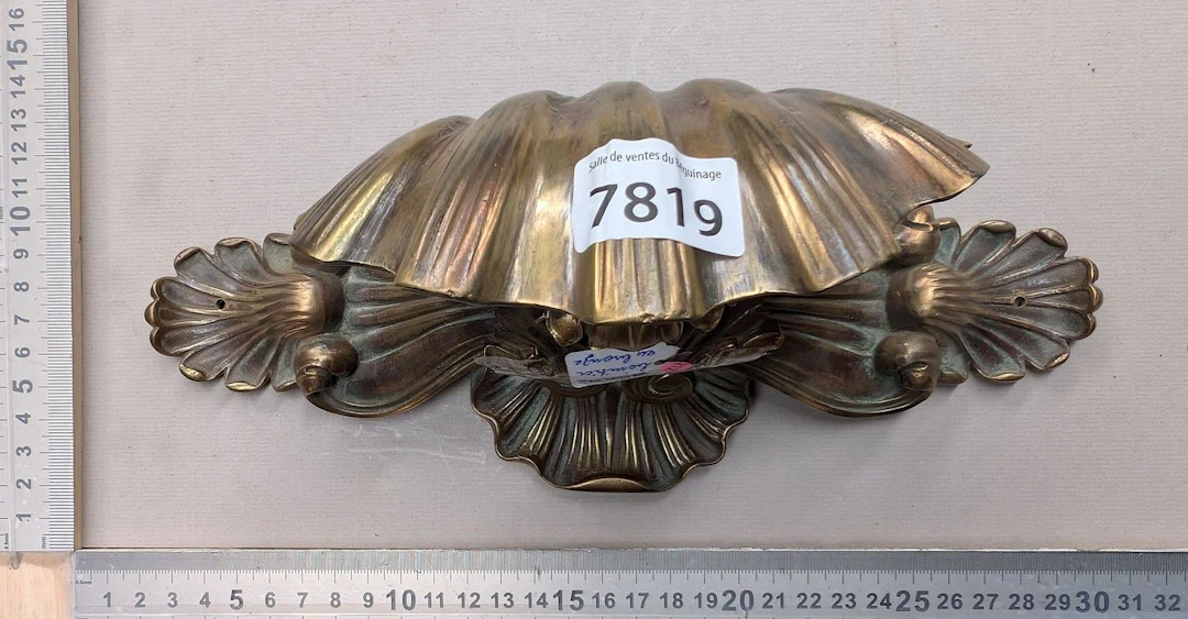 Antique bronze holy water font—see photos for dimensions and condition