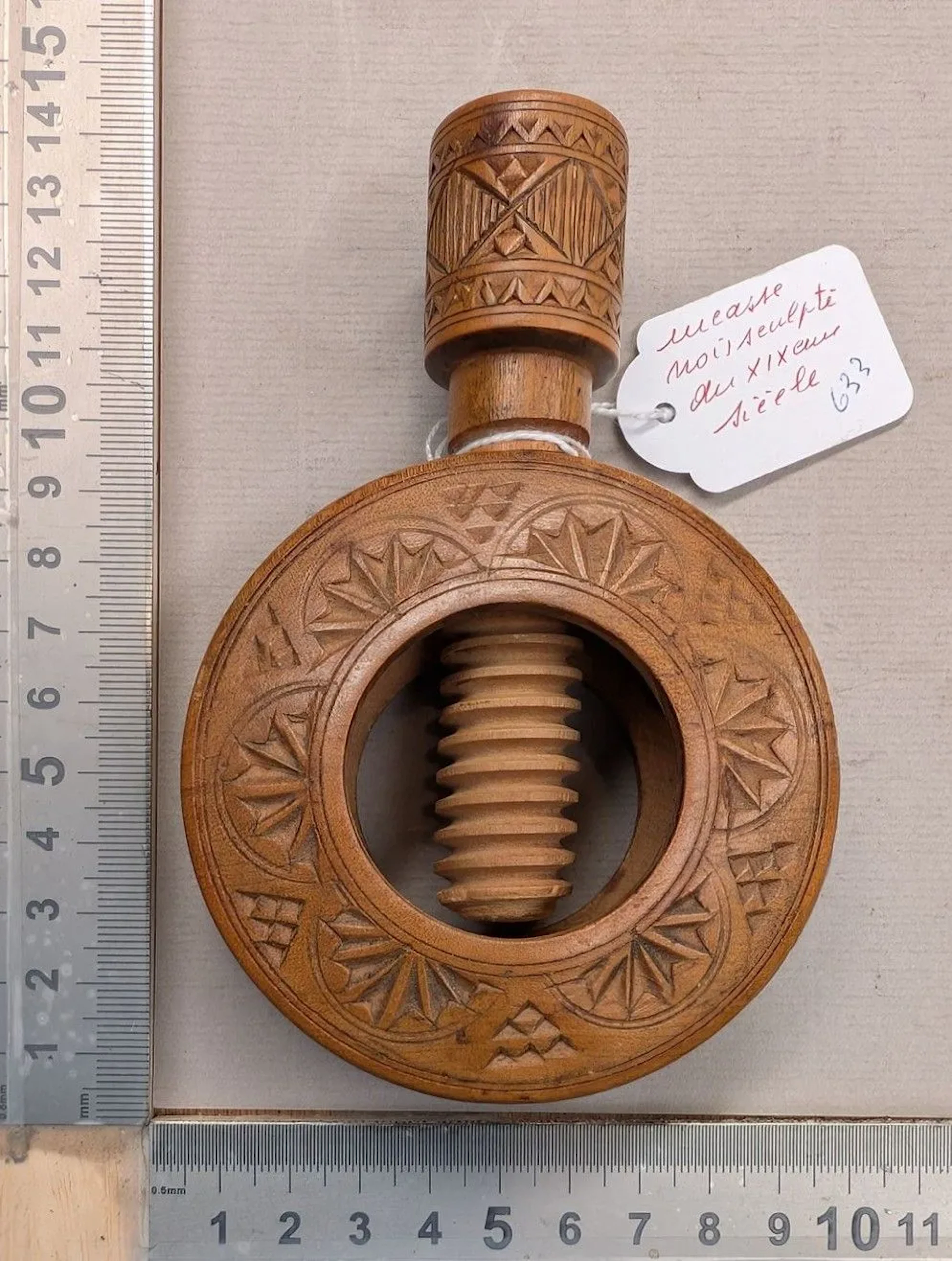 Carved boxwood nutcracker, 19th century—see photos for dimensions and condition