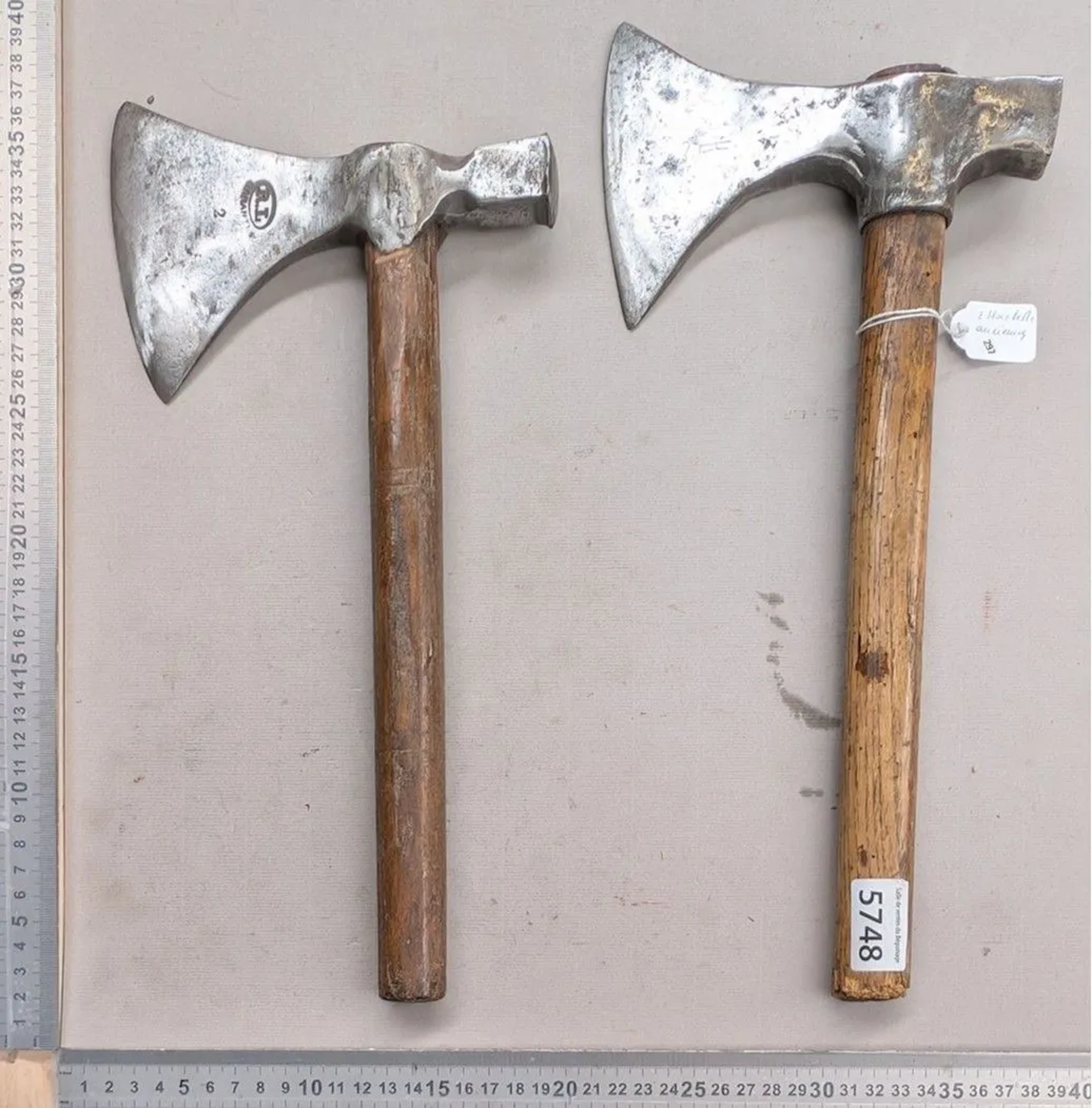 2 antique hatchets—see photos for dimensions and condition