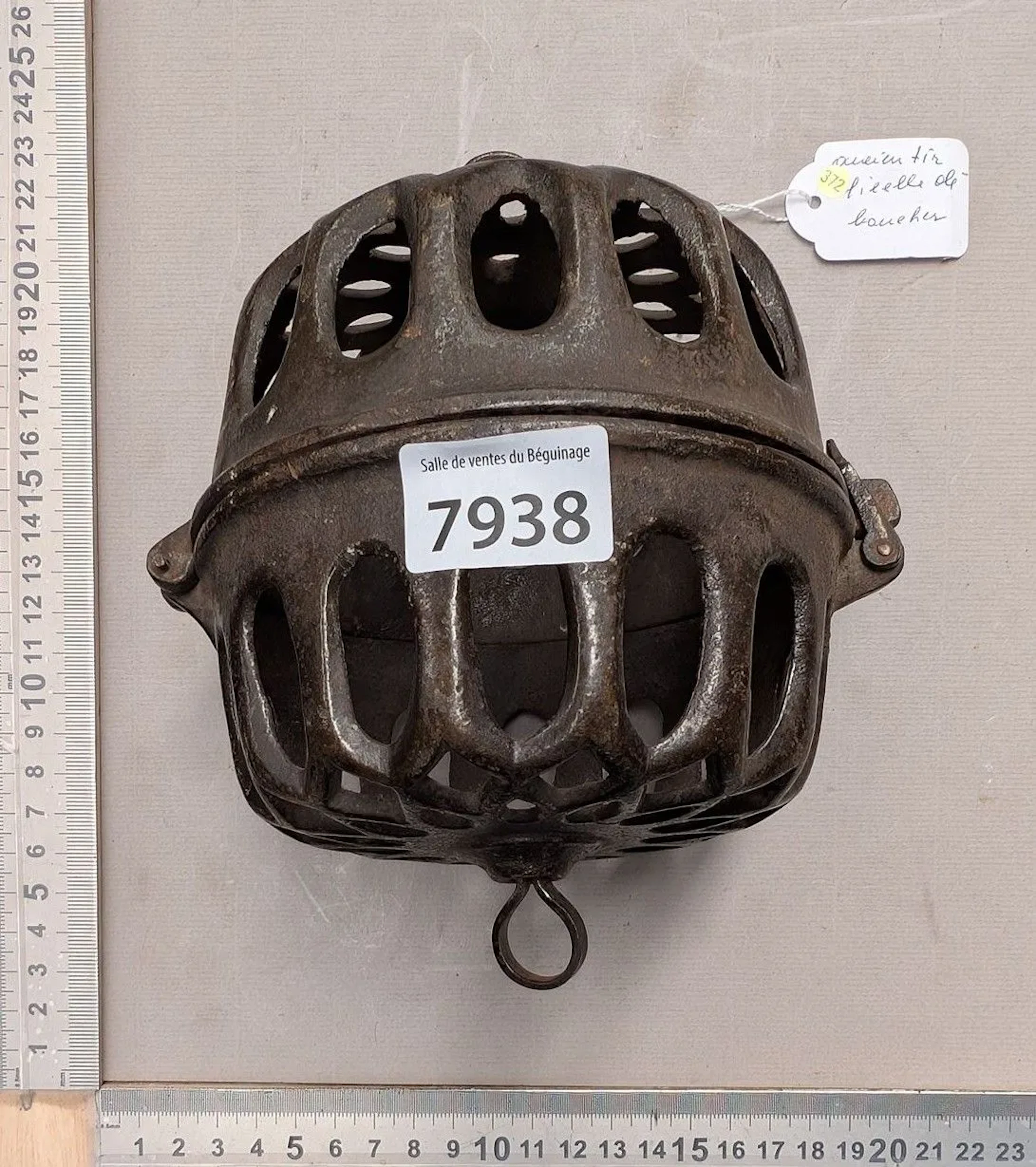 Vintage cast-iron twine puller—see photos for dimensions and condition