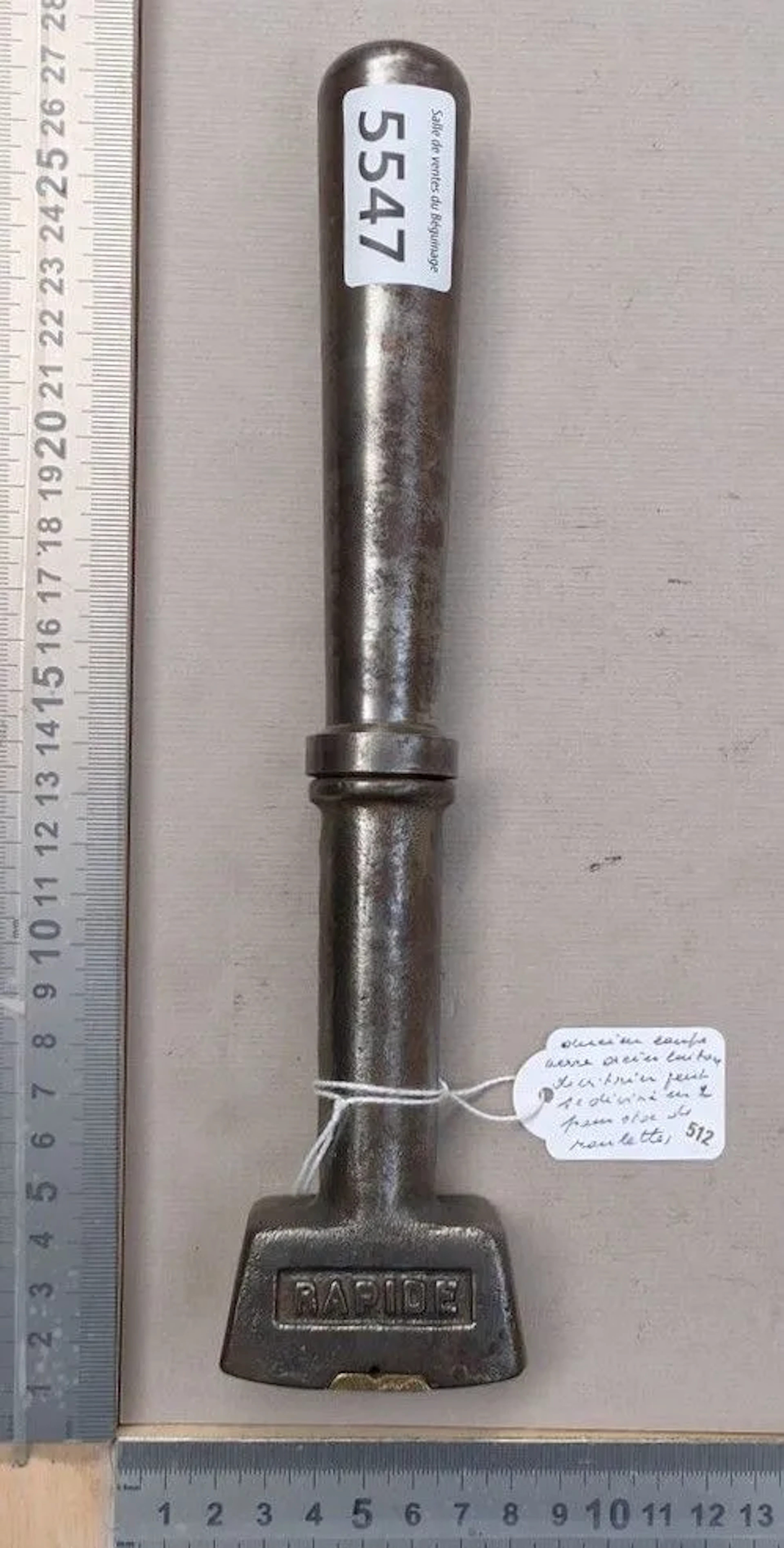 Antique glazier's glass cutter made of steel and brass with a kerosene