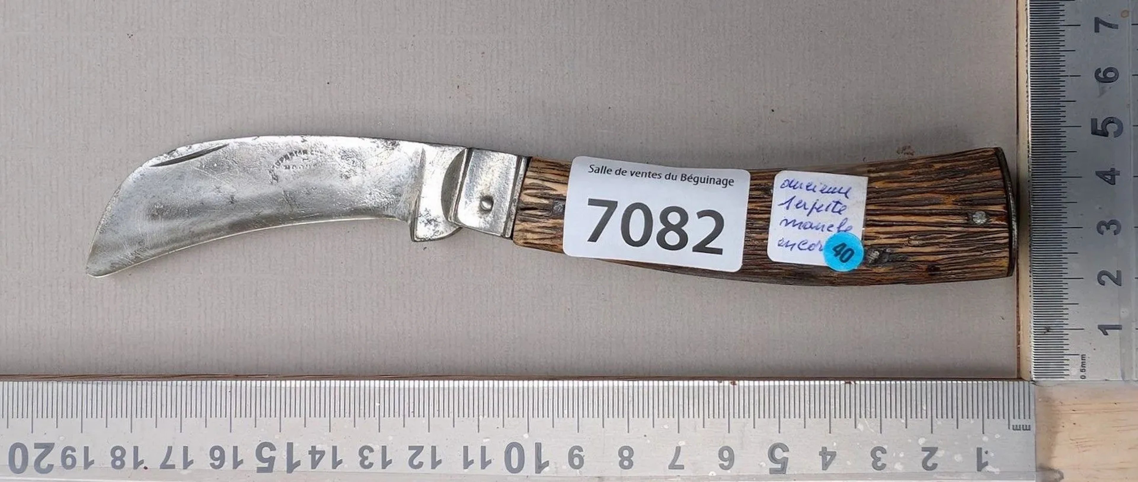 Antique pruning knife with a horn handle (folding) - See photos for