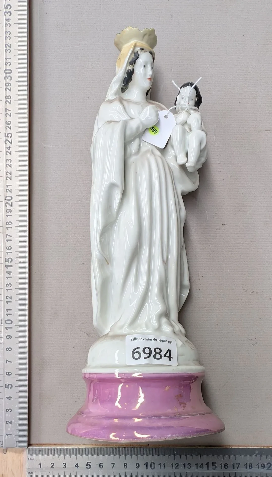 The Virgin and Child, made of earthenware—see photos for dimensions