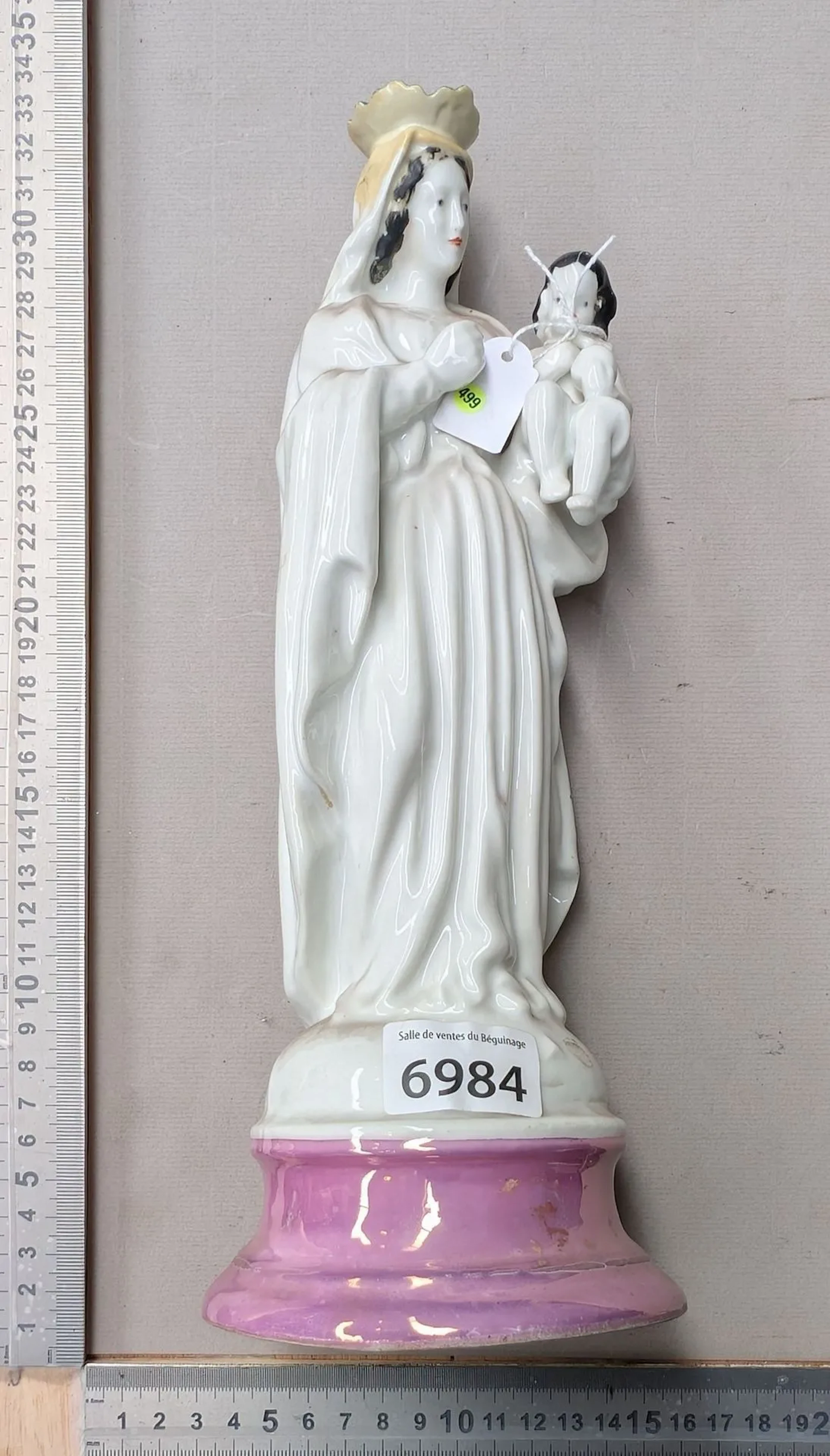 The Virgin and Child, made of earthenware—see photos for dimensions