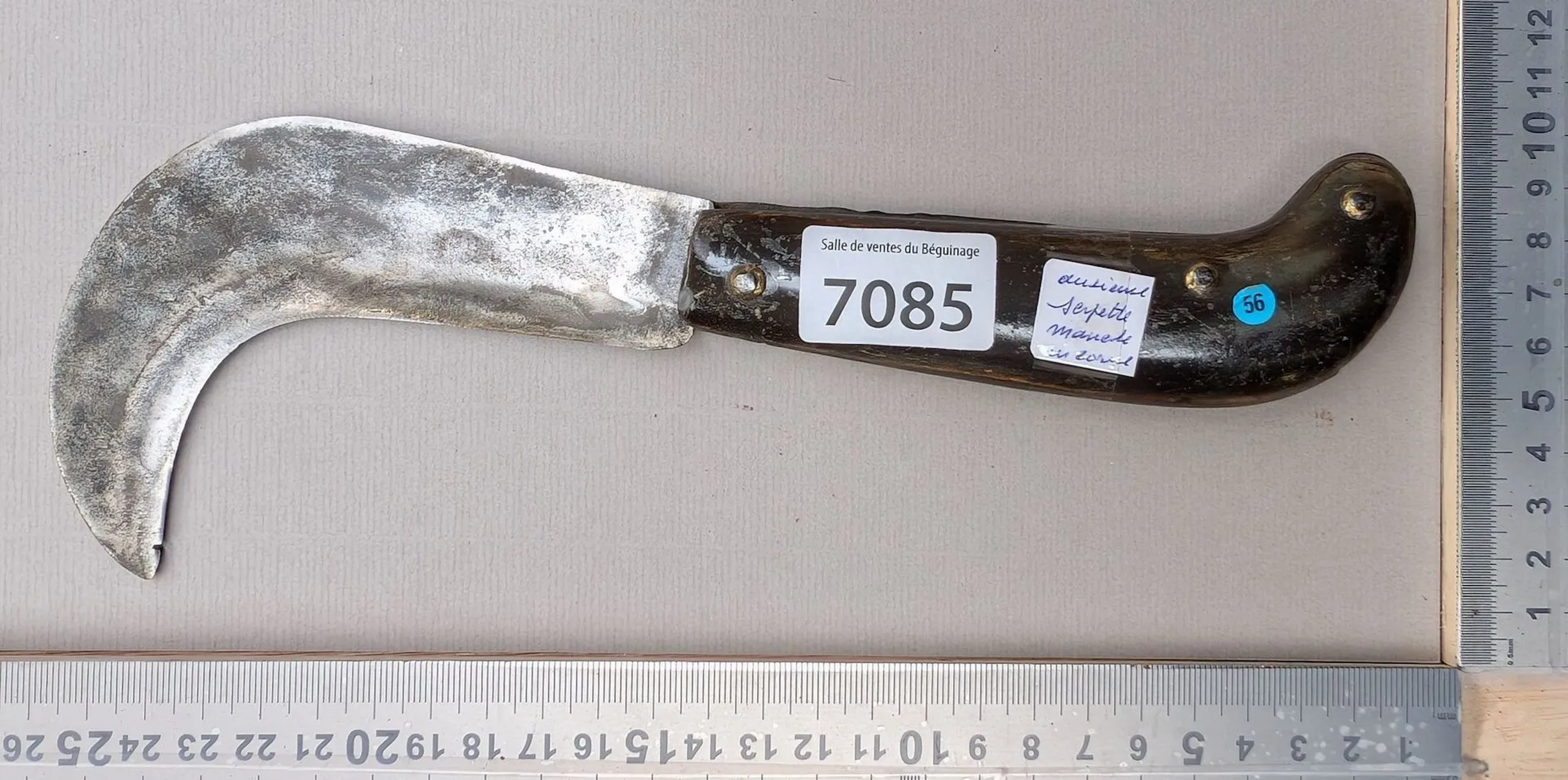 Antique pruning knife with a horn handle (folding) - See photos for