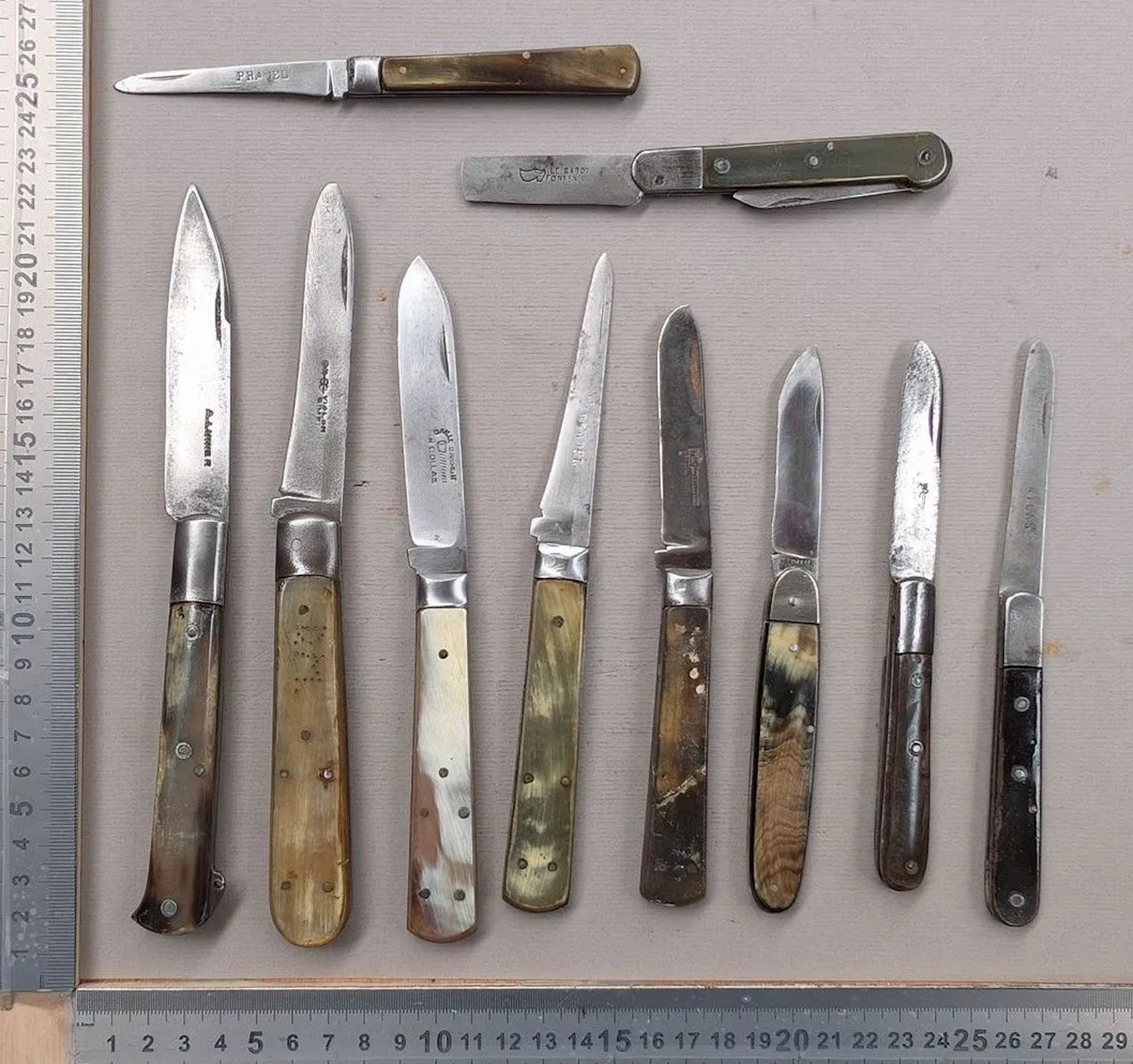 Set of 10 antique pocket knives, 1900–1930 — See photos for dimensions