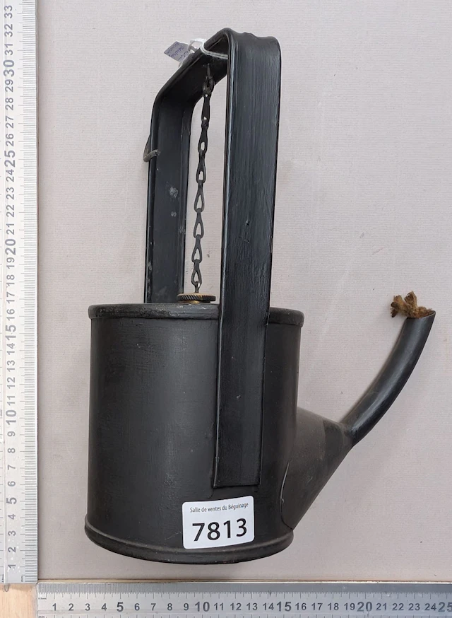 Antique oil lamp—see photos for dimensions and condition
