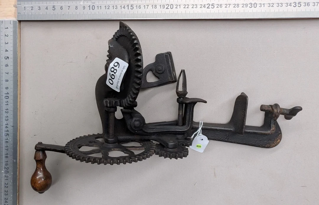 1 apple peeler, 1898—See photos for dimensions and condition