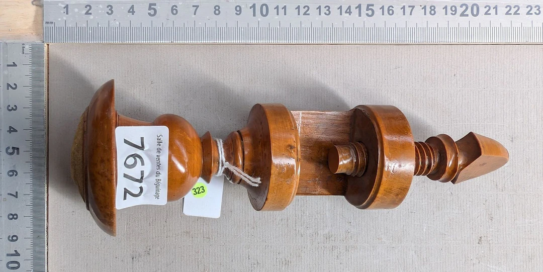 1 18th-century hand-carved wooden needle holder—see photos for dimensions