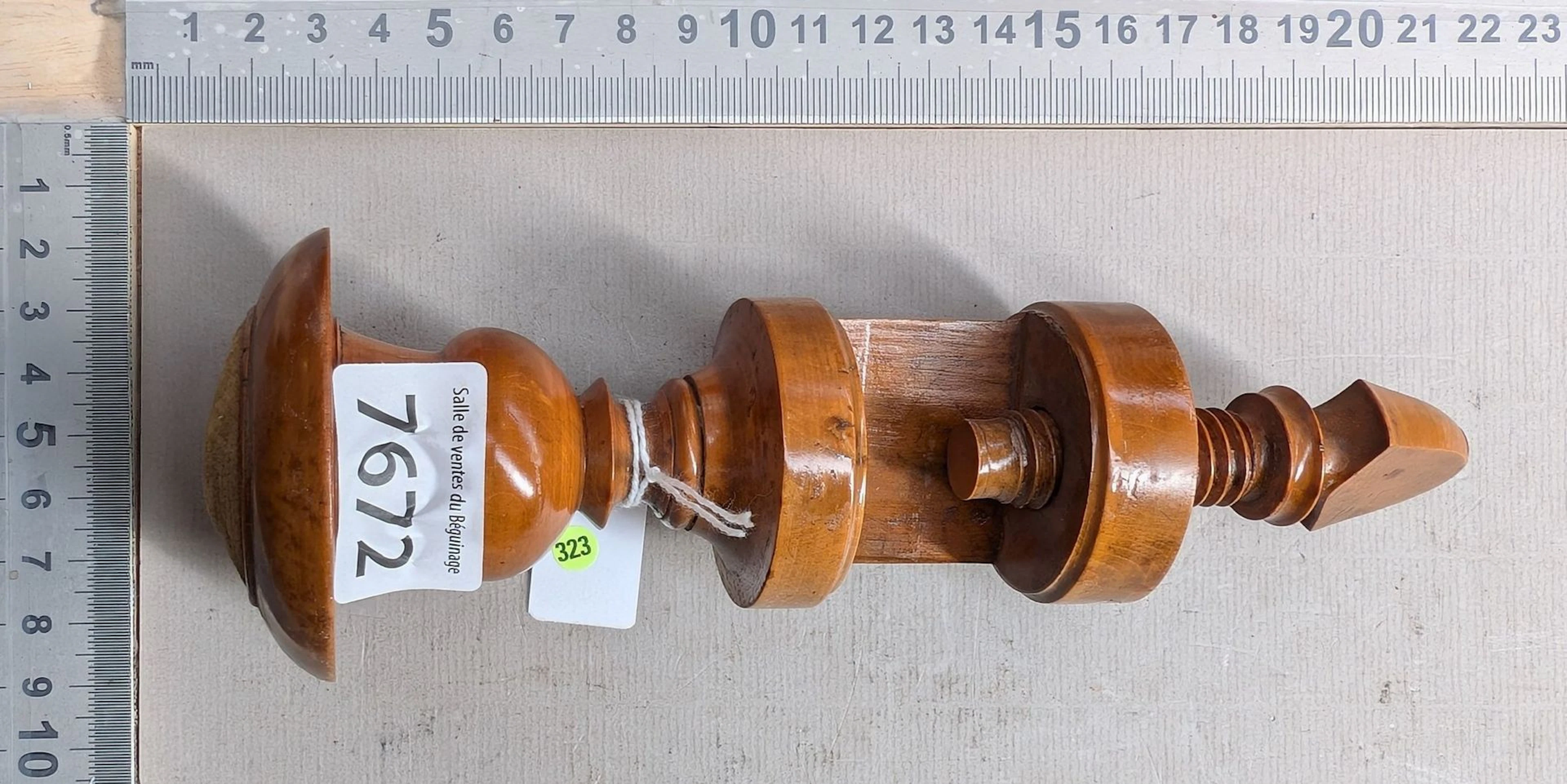 1 18th-century hand-carved wooden needle holder—see photos for dimensions