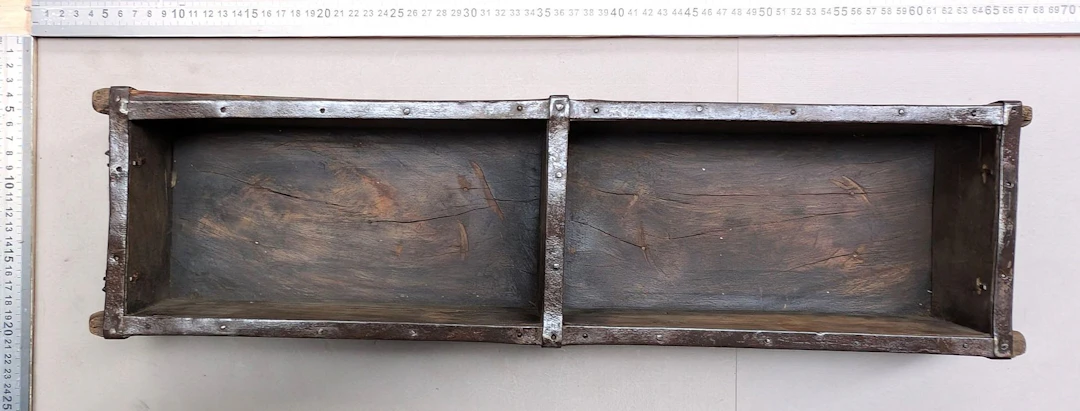 Antique two-brick wooden mold with metal reinforcement—see photos