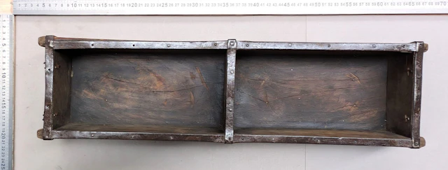 Antique two-brick wooden mold with metal reinforcement—see photos