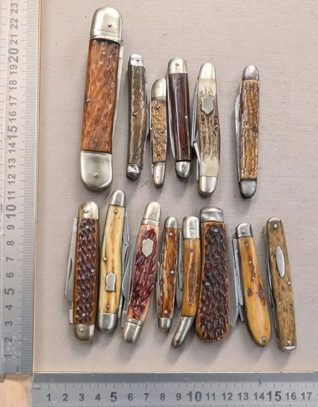 Set of 14 vintage pocket knives, 1920–1940 — See photos for dimensions
