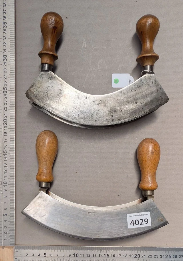 2 antique wrought-iron kitchen meat grinders—see photos for dimensions
