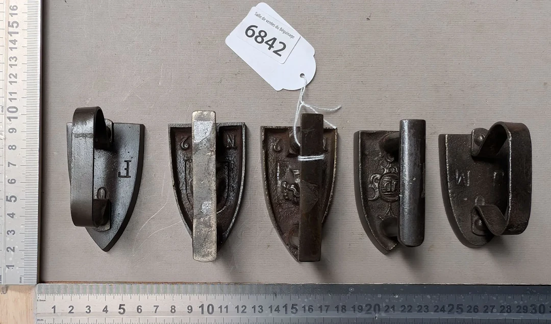 5 beautiful small irons—see photos for dimensions and condition