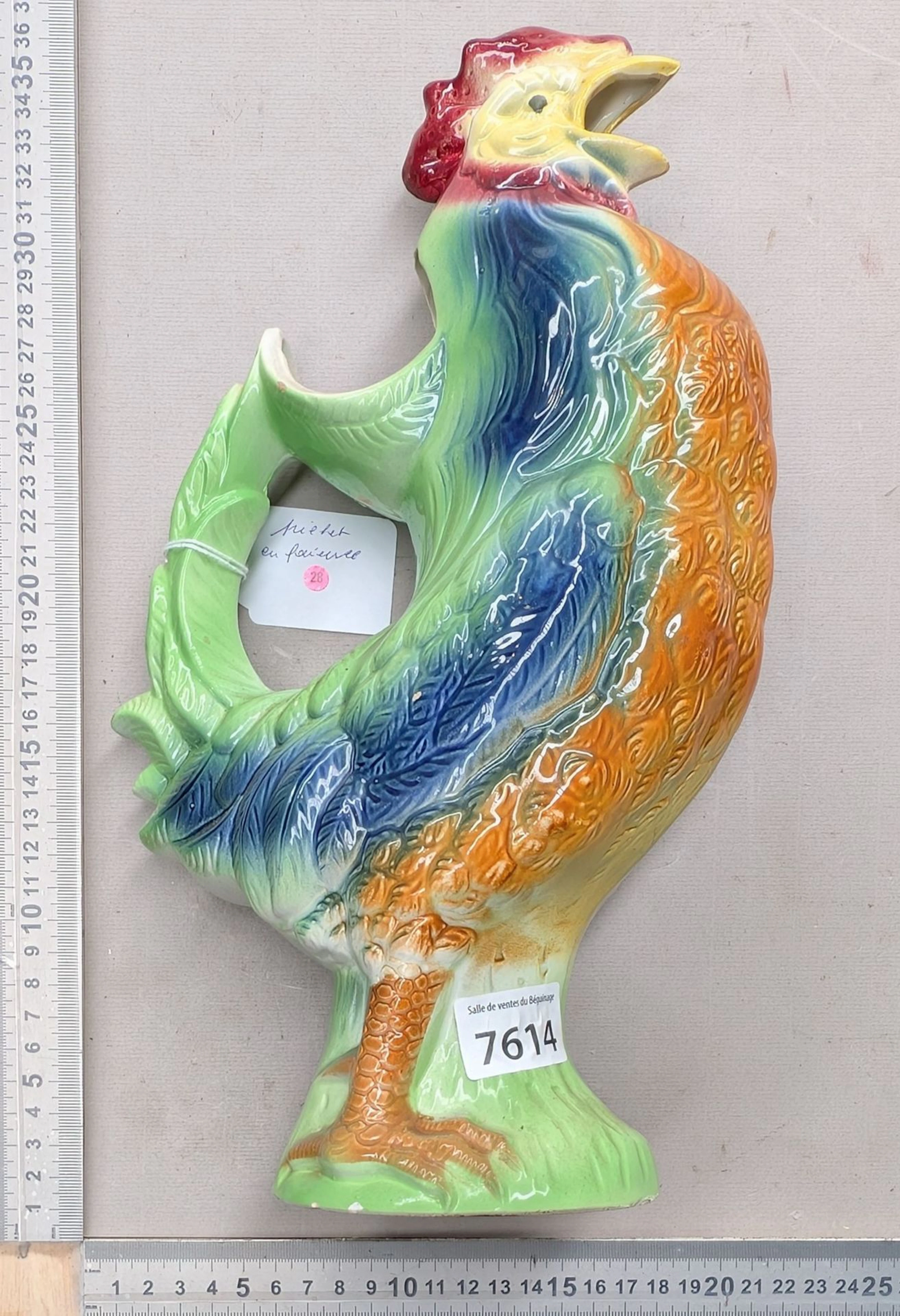 1 earthenware rooster—see photos for dimensions and condition