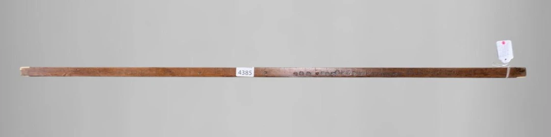 Antique wooden and brass measuring tape—see photos for dimensions and condition